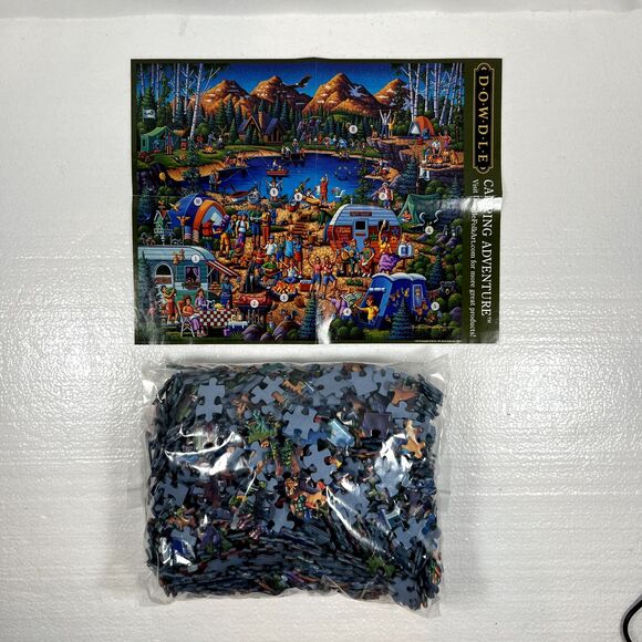 Dowdle Folk Art Jigsaw Puzzle CAMPING ADVENTURE 1000 piece Collectible - Picture 3 of 3
